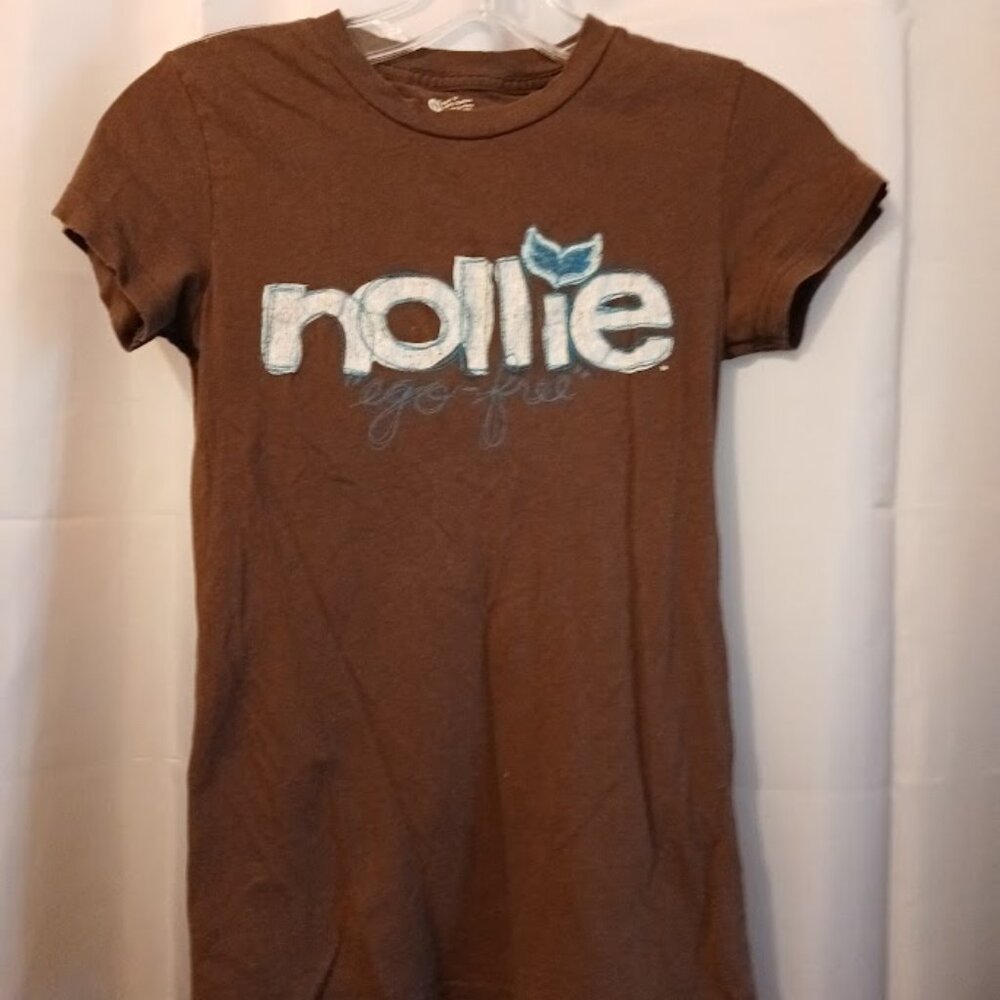 NOLLIE Skater T-shirt Jr. Small Brown short sleeve Blue Embroidered SLIM FIT Sur